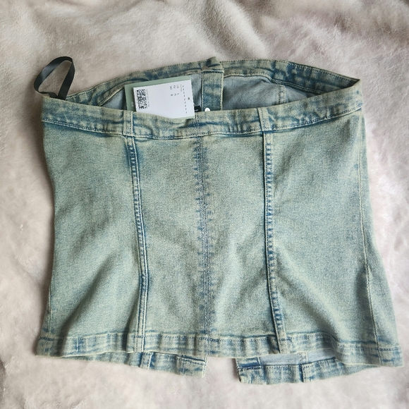 H&M denim bandeau/strapless top sz L BNWT - Picture 8 of 15